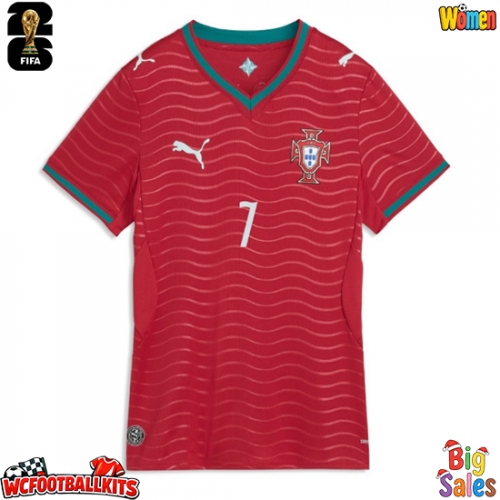 Portugal Cristiano Ronaldo #7 Replica Home Stadium Shirt for Women World Cup 2026 Short Sleeve